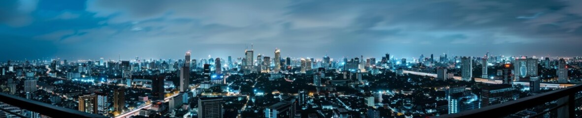 Obraz premium a panorama of a Bangkok landscape at night