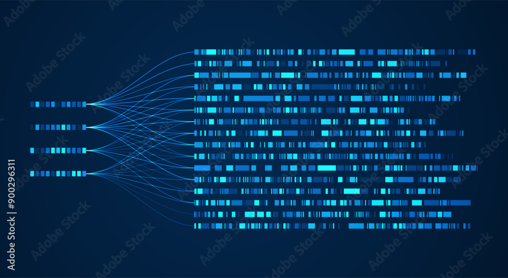 Poster big data visualization. social network, financial analysis of complex databases. data mining. vector