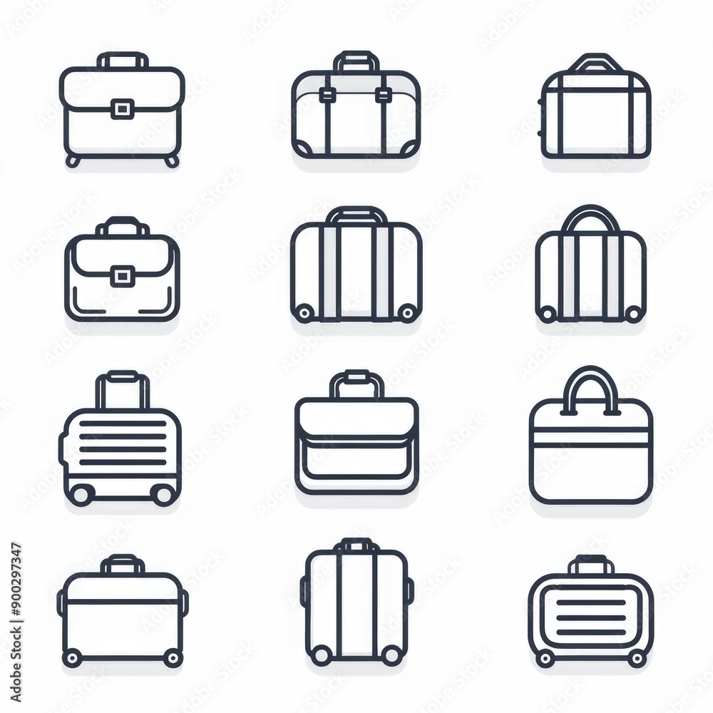 Poster a collection of different types of suitcases and travel bags, ideal for use in travel or tourism-rel
