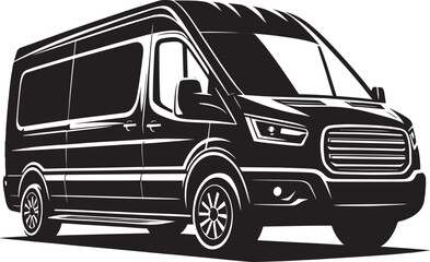 Modern Cargo Van silhouette flat vector illustration isolated on a white background
