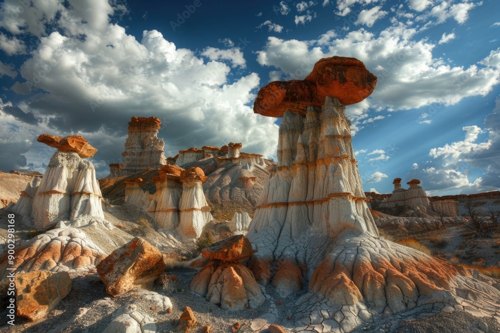Aufkleber A large rock formation in the middle of a desert, perfect for use as a symbol of isolation or as a backdrop for adventure scenes