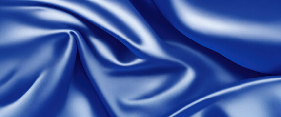 Fototapeta premium Luxury Blue satin smooth fabric background