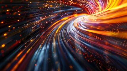 Fototapeta premium Futuristic abstract background with glowing light trails and vibrant energetic wave patterns