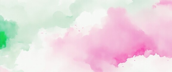 Pink green and white watercolor abstract color splash design background