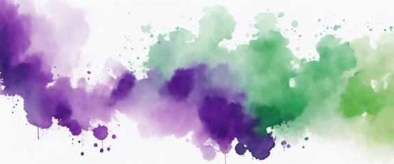 Obraz premium Purple green and white watercolor abstract color splash design background