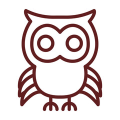 Owl Vector Line Maroon Icon Design
