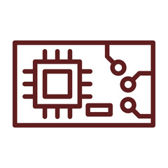 Circuit board Vector Line Maroon Icon Design