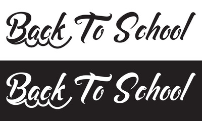 Back To School typography clip art design on plain white and black isolated background for card, shirt, hoodie, sweatshirt, apparel, tag, mug, icon, poster or badge. Vector illustration. EPS 10