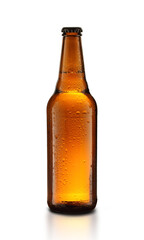 glass brown bottle with beer