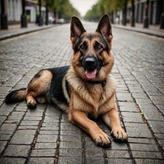 german shepherd dog companion pet in the city