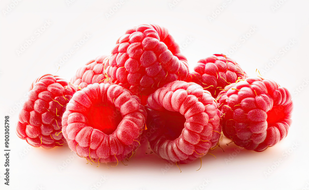 Wall mural raspberry on white background