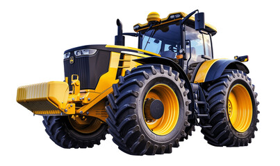 Big Powerful Agricultural Tractor Isolated on Transparent PNG Background, Generative AI. 