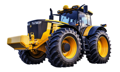 Big Powerful Agricultural Tractor Isolated on Transparent PNG Background, Generative AI. 