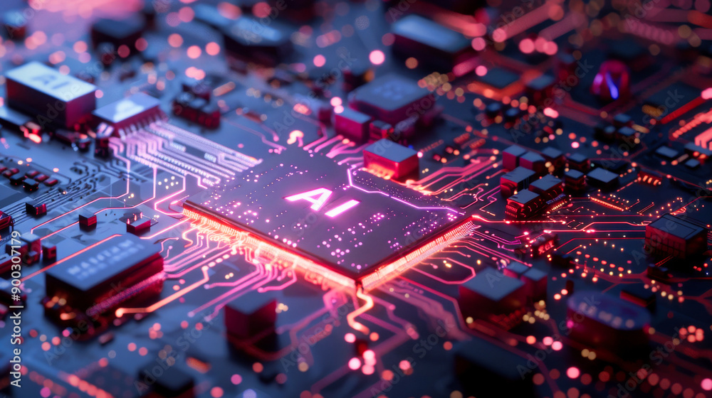 Poster generic computer motherboard driven by an artificial intelligence processor