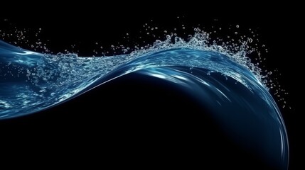 Elegant water splash on dark background, illustrating the dynamic nature and fluidity of water