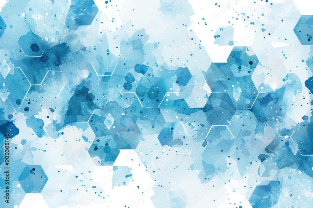 Poster a unique blue and white design featuring interconnected hexagons, great for backgrounds and graphics