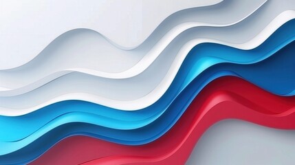 Dynamic Abstract Waves in Red, Blue, and White with Layered 3D Effect.