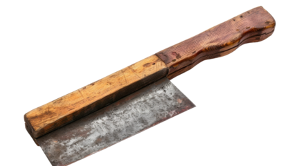 Handcrafted Wooden Handled Cleaver Displaying Rustic Charm in Natural Lighting