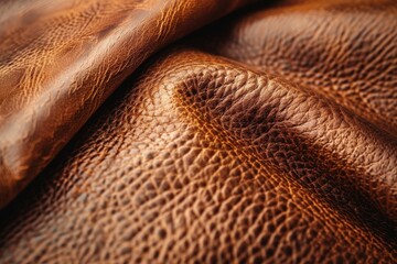 Brown Leather Texture Close-Up Showing Rich Detail and Grain Patterns