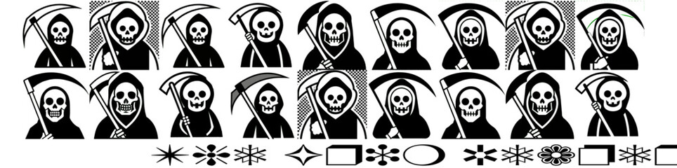 Halloween Icon collection vector, the reaper creepy and spooky element for decoration