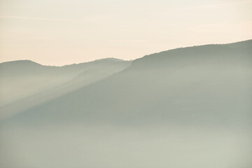 misty fog in the mountains