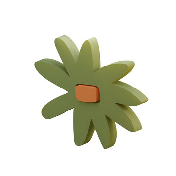 green and orange floral flate icon