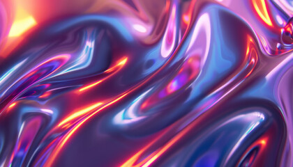Fototapeta premium An abstract image of an iridescent liquid surface with vibrant color gradients and a smooth glossy texture
