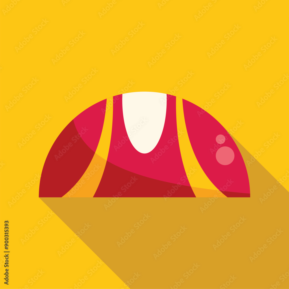 Sticker Red and yellow basketball ball casting a shadow on a yellow background, perfect for showcasing a sports concept