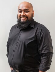 Obraz premium Smiling Muslim Man in Formal Attire With a Big Beard