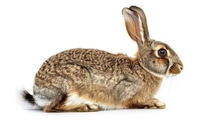 hare or brown rabbit isolated on white background