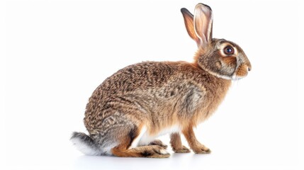 Obraz premium hare or brown rabbit isolated on white background