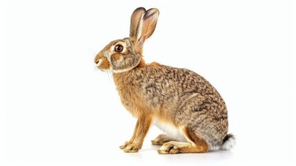 Obraz premium hare or brown rabbit isolated on white background