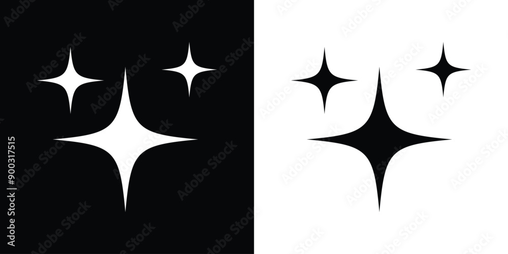 Wall mural sparkle star icon. simple black and white sparkle symbol. transparent png and vector illustration.