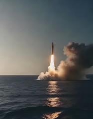 Launch of a rocket or missile on the open sea.