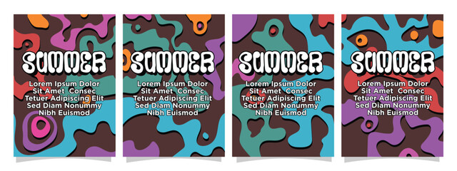 colorful mixed pastel color water wave. wavy summer concept for print, greeting card or book templates. summer abstract background set vector illustration.