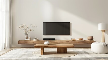 Modern Living Room Interior Mockup: TV Cabinet and Stylish Decor
