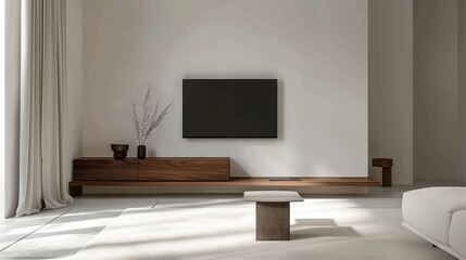 Modern Living Room Interior Mockup: TV Cabinet and Stylish Decor
