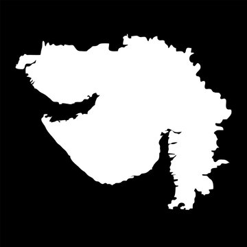 Gujarat state map, administrative division of India. Vector illustration.