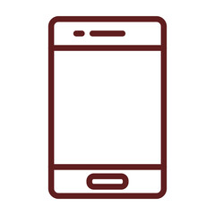 Smartphone Vector Line Maroon Icon Design