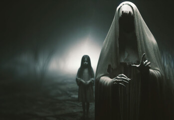  Nun Ghost and Child Ghost/Dark Horror Background.