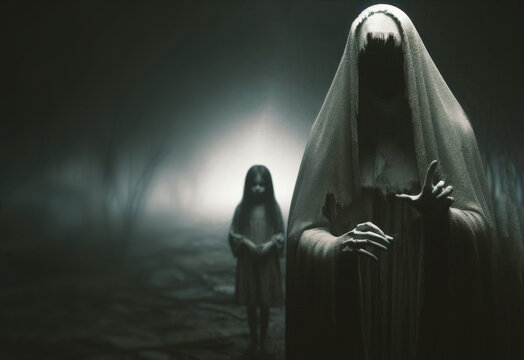 
Nun Ghost and Child Ghost/Dark Horror Background.