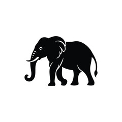 Majestic Trunk Elephant Vector Silhouette