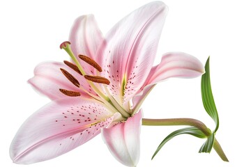 Pink Lily Flower Isolated on White Background