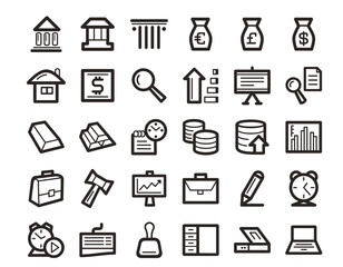 business finance company Line Icon Set Free Vector. editable