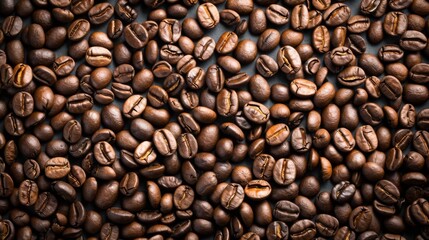 Obraz premium Overhead view of backdrop representing halves of dark brown coffee beans with pleasant scent