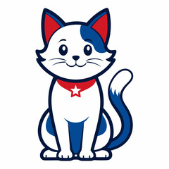 Vector Line Art of an American Cute Little Cat on White Background