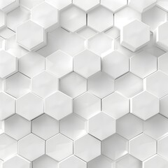 Fototapeta premium A white background with an array of hexagons in varying sizes, creating geometric patterns that evoke the feel and look of data visualization or computer graphics