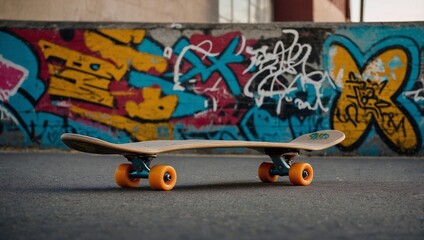 graffiti on the wall with stack board on the street 