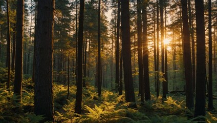 Obraz premium autumn forest in the morning