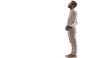 a man stand isolated on white background